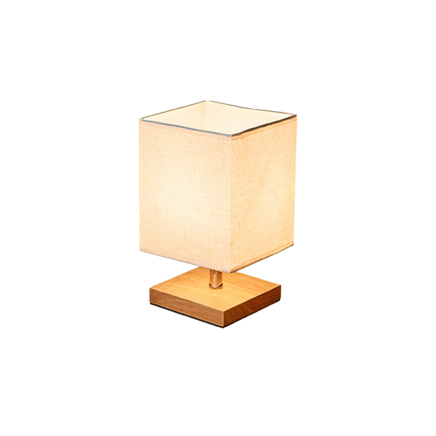 LumoLinn Tischlampe Holz Leinen modern minimalistisch Schlafzimmer Wohnzimmer