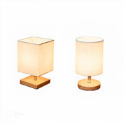 LumoLinn Tischlampe Holz Leinen modern minimalistisch Schlafzimmer Wohnzimmer