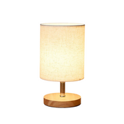 LumoLinn Tischlampe Holz Leinen modern minimalistisch Schlafzimmer Wohnzimmer