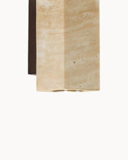 LumiTravura Wandleuchte Travertin Quadrat – Naturstein mit Holzfuß – E27