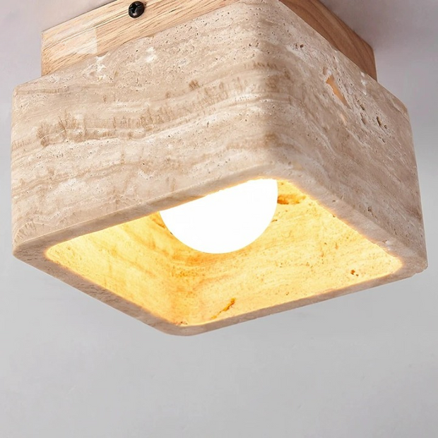 NaturLicht Spot LED Deckenleuchte Travertin Holzoptik skandinavisches Design