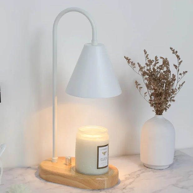 Elektrische Duftlampe aus Holz mit Dimmfunktion für Wachs und Kerzen