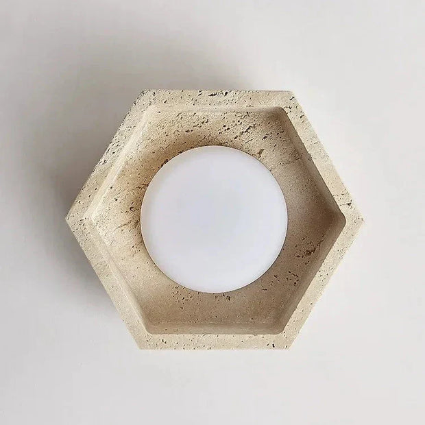 Travertin Deckenlampe warmes Licht Wabi Sabi Stil für Schlafzimmer und Flur