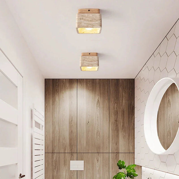 NaturLicht Spot LED Deckenleuchte Travertin Holzoptik skandinavisches Design