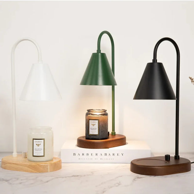 Elektrische Duftlampe aus Holz mit Dimmfunktion für Wachs und Kerzen
