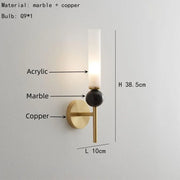 MarmoLux Wandlicht, Gold oder Schwarz, Kupfer & Marmor, G9 LED 5W 3000K, Moderner Stil