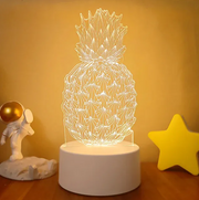 Ananas Nachtlampe 3D LED Tropisches Design für Schlafzimmer Kinderzimmer oder Büro