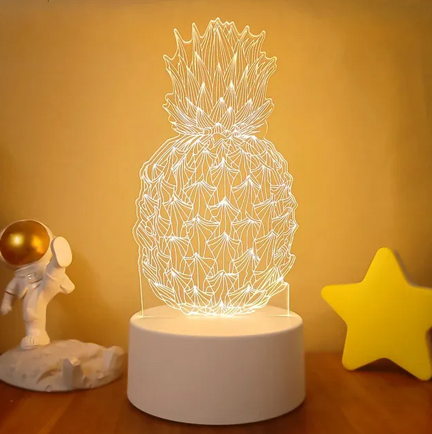 Ananas Nachtlampe 3D LED Tropisches Design für Schlafzimmer Kinderzimmer oder Büro