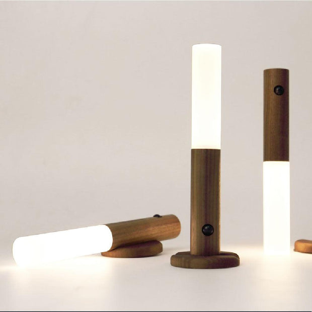 NachtGlanz Leuchte, LED, Warmweiß, Holz, USB-aufladbar Wandleuchten