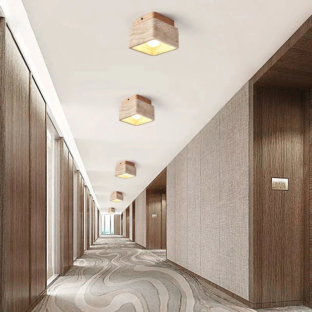 NaturLicht Spot LED Deckenleuchte Travertin Holzoptik skandinavisches Design