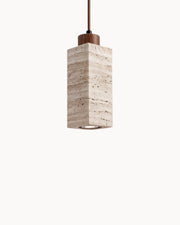 Pendelleuchte aus Travertin & Walnussholz – Design-Deckenlampe SteinGlanz im Set | Marthova