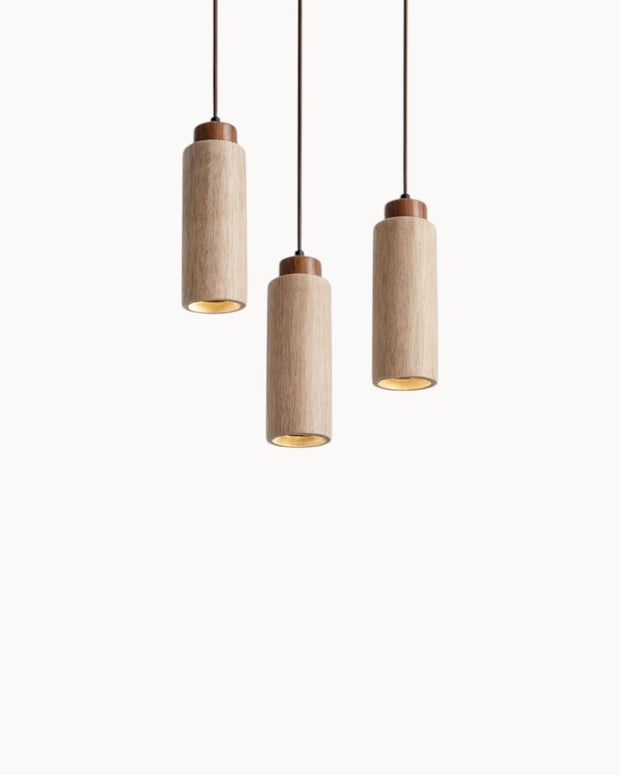 Pendelleuchte aus Travertin & Walnussholz – Design-Deckenlampe SteinGlanz im Set | Marthova