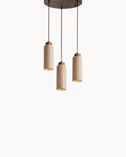 Pendelleuchte aus Travertin & Walnussholz – Design-Deckenlampe SteinGlanz im Set | Marthova
