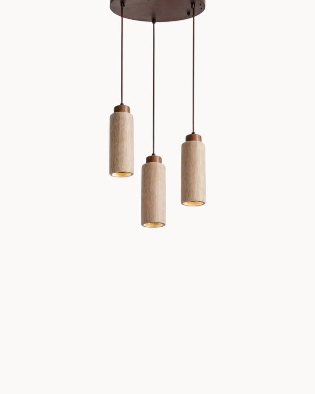 Pendelleuchte aus Travertin & Walnussholz – Design-Deckenlampe SteinGlanz im Set | Marthova