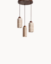Pendelleuchte aus Travertin & Walnussholz – Design-Deckenlampe SteinGlanz im Set | Marthova
