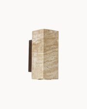 LumiTravura Wandleuchte Travertin Quadrat – Naturstein mit Holzfuß – E27