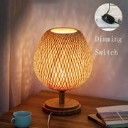 Bambus Tischlampe Vintage Stil Wohnzimmer Schlafzimmer Natürliches Licht