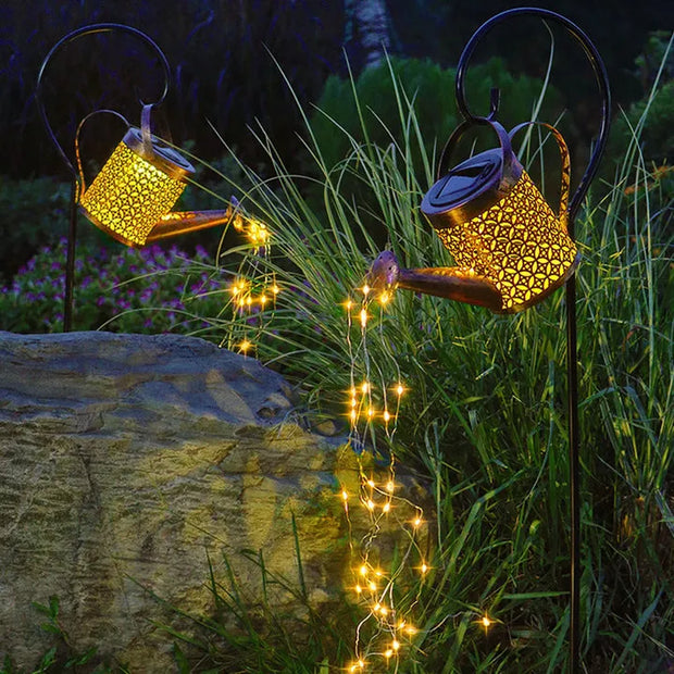 Solar Gartenlampe Gießkanne LED Beleuchtung für außen wetterfest romantisch Deko