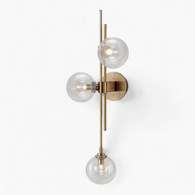 Aurélia Wandlicht, klarer und grüner Glasschirm, goldfarbenes Finish, fest verdrahtet, Licht nach oben und unten