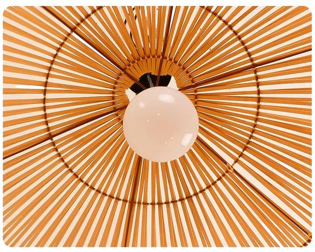 NaturLicht Hängeleuchte | Natürlicher Bambus & Holz | Zeitgenössischer Stil | LED Glühbirne Kompatibel