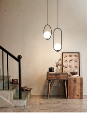 Aurélia Pendelleuchte mit goldenem Rahmen & Glas-Schirm, höhenverstellbar Deckenlampen