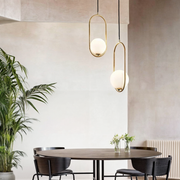 Aurélia Pendelleuchte mit goldenem Rahmen & Glas-Schirm, höhenverstellbar Deckenlampen