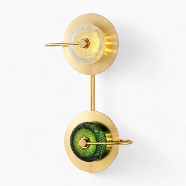 NordGlanz Wandlampe, Skandinavischer Design Messing Wandleuchter, Grün/Klarglas, E27 LED, 2/3 Köpfe