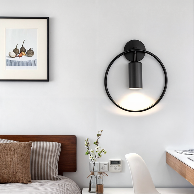 LumoÉlise Wandleuchte, Schwarz/Gold, LED, 17W, warmes/natürliches Licht