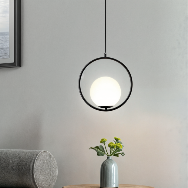 Aurélia Pendelleuchte mit goldenem Rahmen & Glas-Schirm, höhenverstellbar Deckenlampen