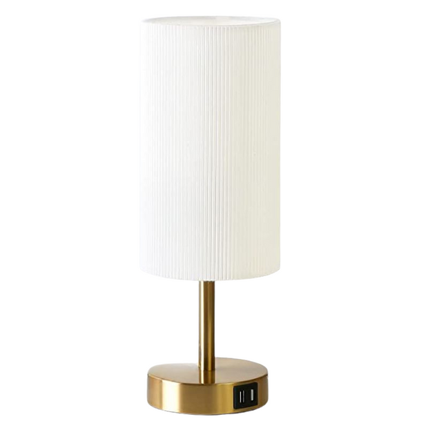 LumoTouch dimmbare LED Tischlampe mit USB Holzfuß für Schlafzimmer und Büro