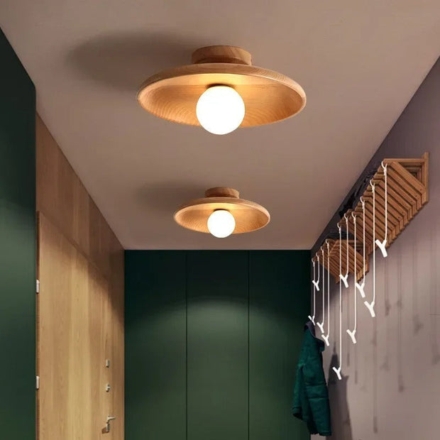 Holz Deckenlampe warmes Licht für Wohnzimmer Schlafzimmer Flur