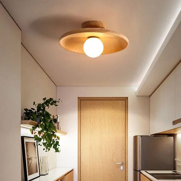Holz Deckenlampe warmes Licht für Wohnzimmer Schlafzimmer Flur