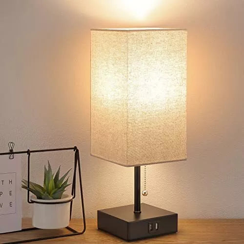 LumoLade dimmbare LED Tischlampe mit USB Ladeanschlüssen und 3 Farbtemperaturen